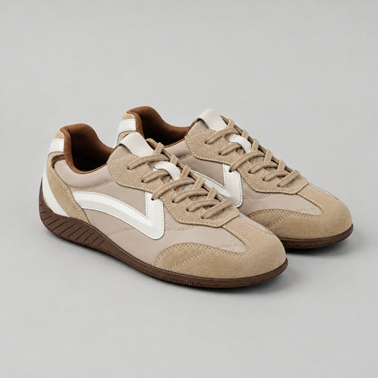 Retro Racing Sneakers - Beige